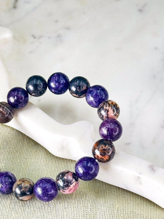 Rhodonite + Amethyst – Emotional Clarity & Protection