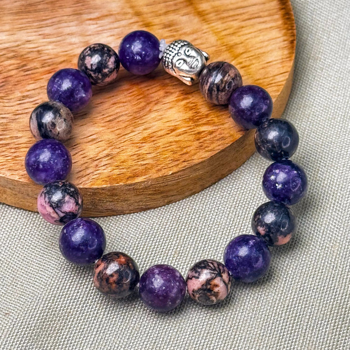 Rhodonite + Amethyst – Emotional Clarity & Protection