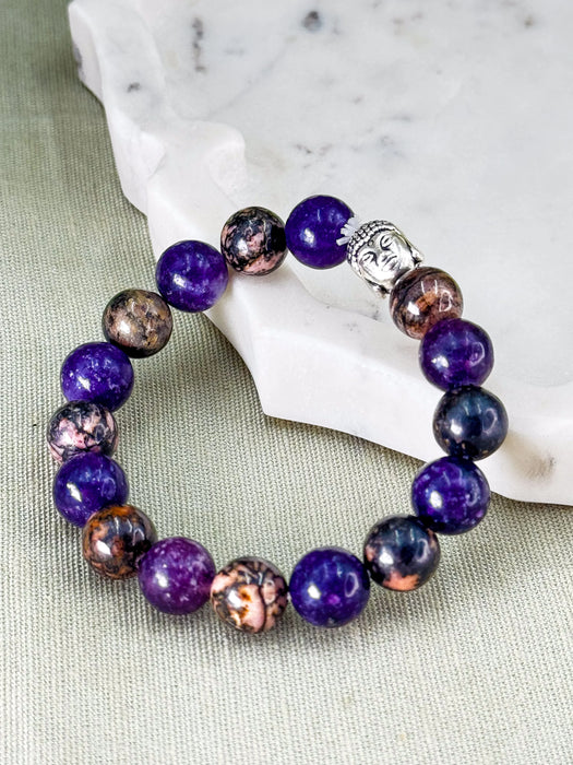 Rhodonite + Amethyst – Emotional Clarity & Protection
